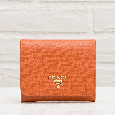 PRADA Saffiano Leather Compact Wallet 